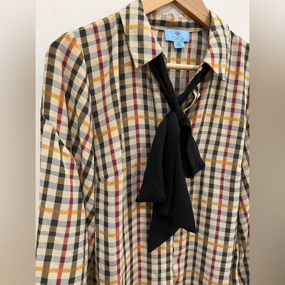 CeCe Button-Up Bow-Neck Blouse - Size XS - Picture 6 of 9
